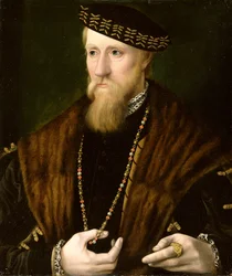 Porträt eines Gentlemans, traditionell gedacht als Edward Seymour, 1. Earl of Hertford und Duke of Somerset (ca.1506-52) (Tafel)